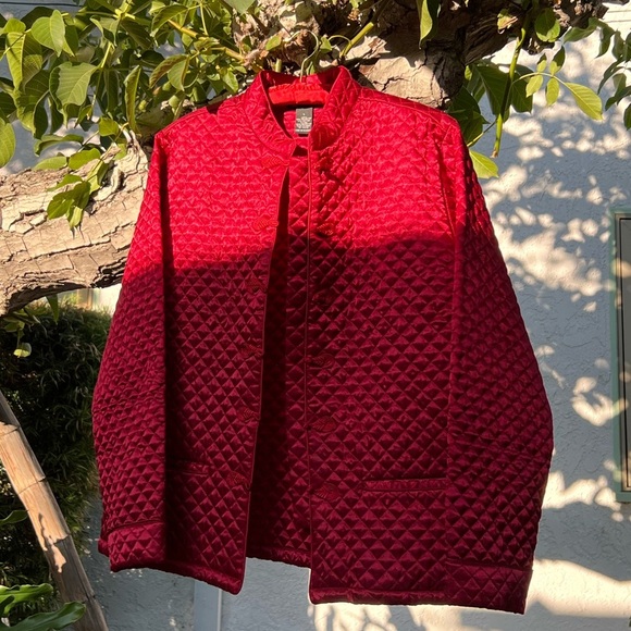 Carole Little Red Quilted Plush Jacket Coat | Oriental Flair | Medium - Picture 10 of 16